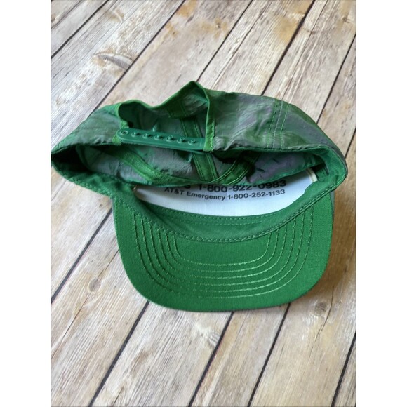 Vintage AT&T Logo Green Snapback Hat Call Before You Dig USA Iridescent - Picture 4 of 5